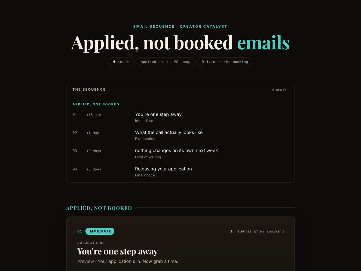 Applied, not booked preview