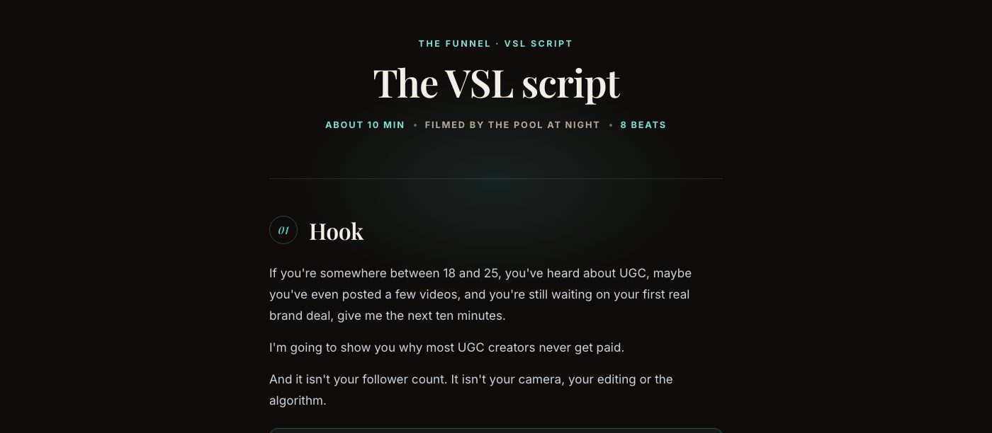 The VSL script preview